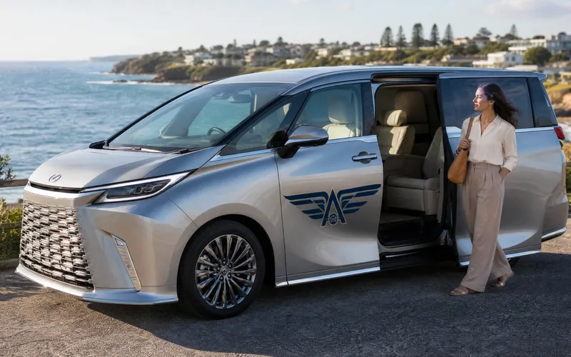 Lexus LM luxury people mover with sliding door open
