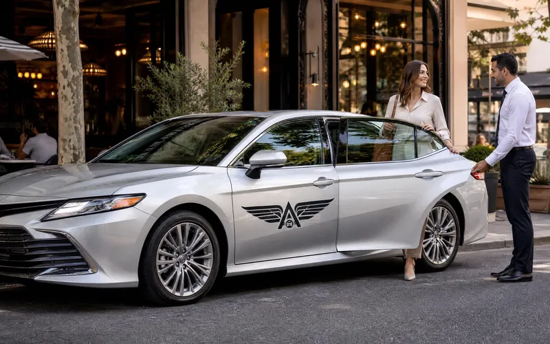 Silver Taxi Sydney Toyota Camry with professional chauffeur